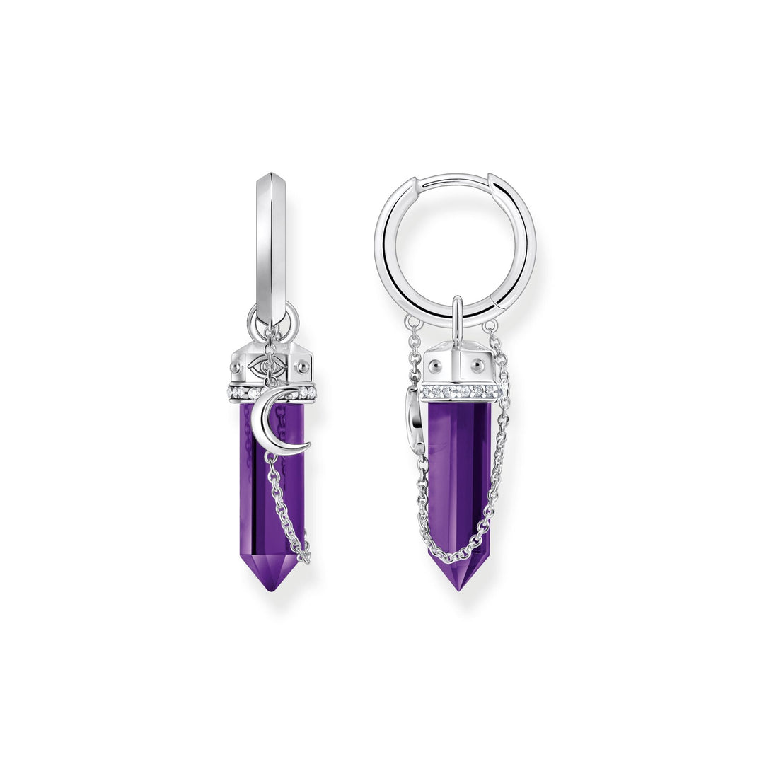 THOMAS SABO Cosmic Hoop Earrings with Imitation Amethyst TCR722AM