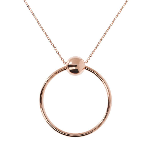 Bronzallure Circle Necklace with Ball Golden Rosè