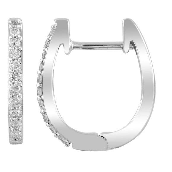 Huggie Earrings with 0.15ct Diamonds in 9K White Gold