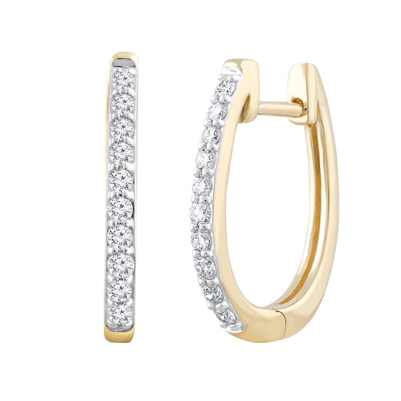 Diamond Huggie Earrings with 0.25ct Diamonds in 18K Yellow Gold - E-14529-025-18Y