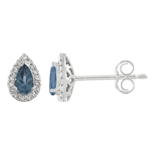 Diamond London Blue Topaz Earrings with 0.10ct Diamonds in 9K White Gold - E-15558BT-010-W