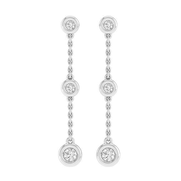 Diamond Chain Earrings with 0.25ct Diamonds in 9K White Gold