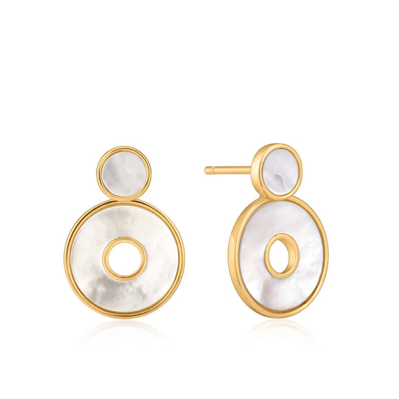 Ania Haie Mother Of Pearl Disc Ear Jackets - Gold