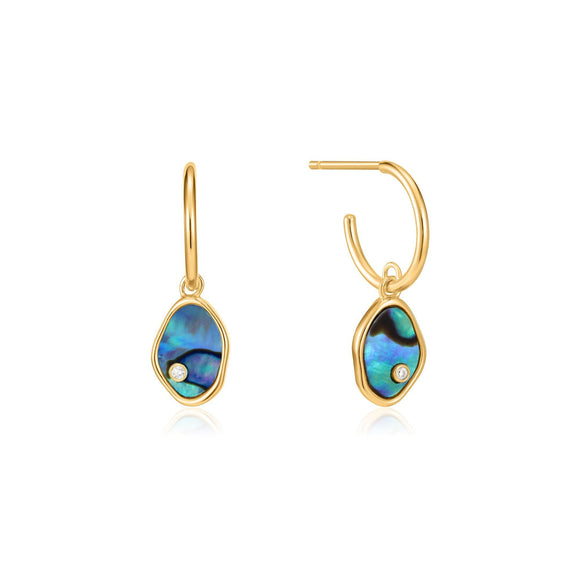Ania Haie Gold Tidal Abalone Mini Hoop Earrings | The Jewellery Boutique