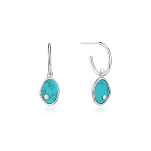 Ania Haie Silver Tidal Turquoise Mini Hoop Earrings | The Jewellery Boutique
