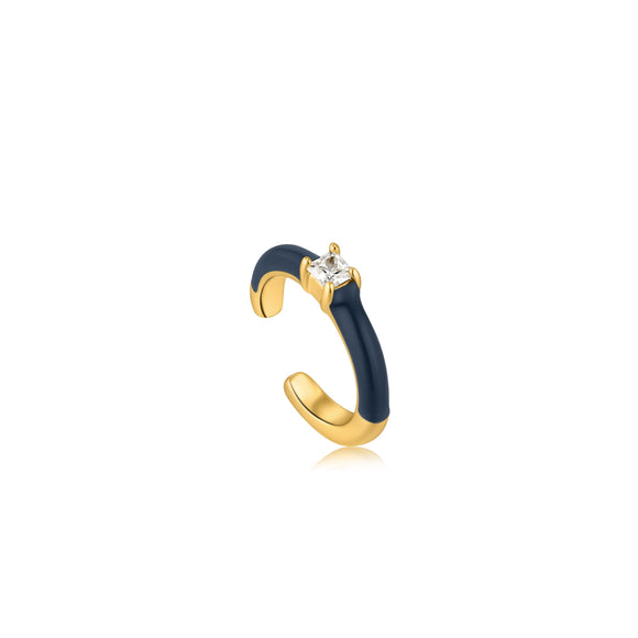 Ania Haie Navy Blue Enamel Gold Ear Cuff