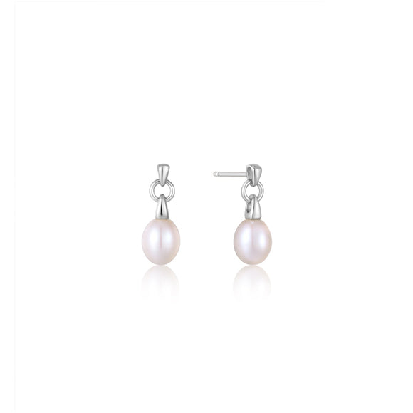 Ania Haie Silver Pearl Drop Stud Earrings E043-02H