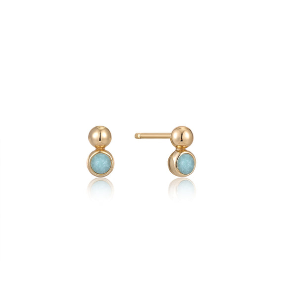 Ania Haie Gold Orb Amazonite Stud Earrings E045-01G-AM