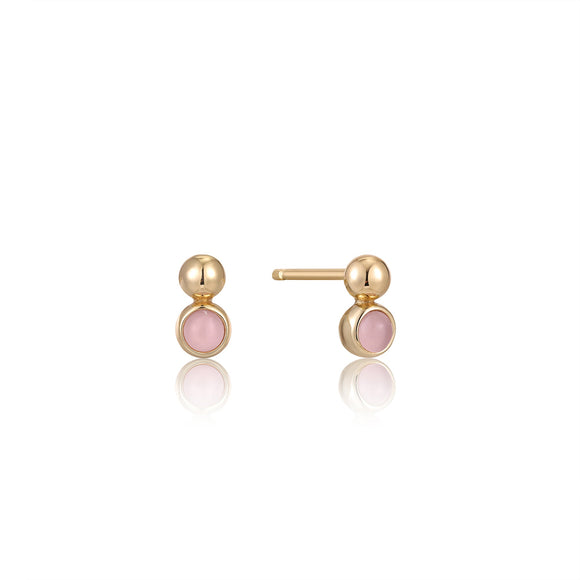 Ania Haie Gold Orb Rose Quartz Stud Earrings E045-01G-RQ