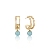 Ania Haie Gold Orb Amazonite Stud Mini Hoop Earrings E045-05G-AM