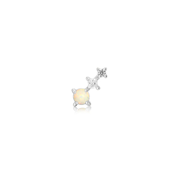 Silver Kyoto Opal Climber Barbell Single Earring E047-02H