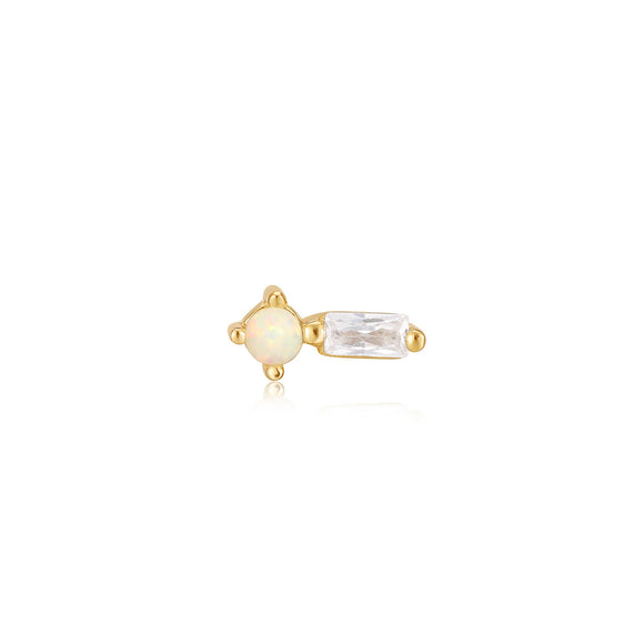Gold Kyoto Opal Sparkle Barbell Single Earring E047-03G