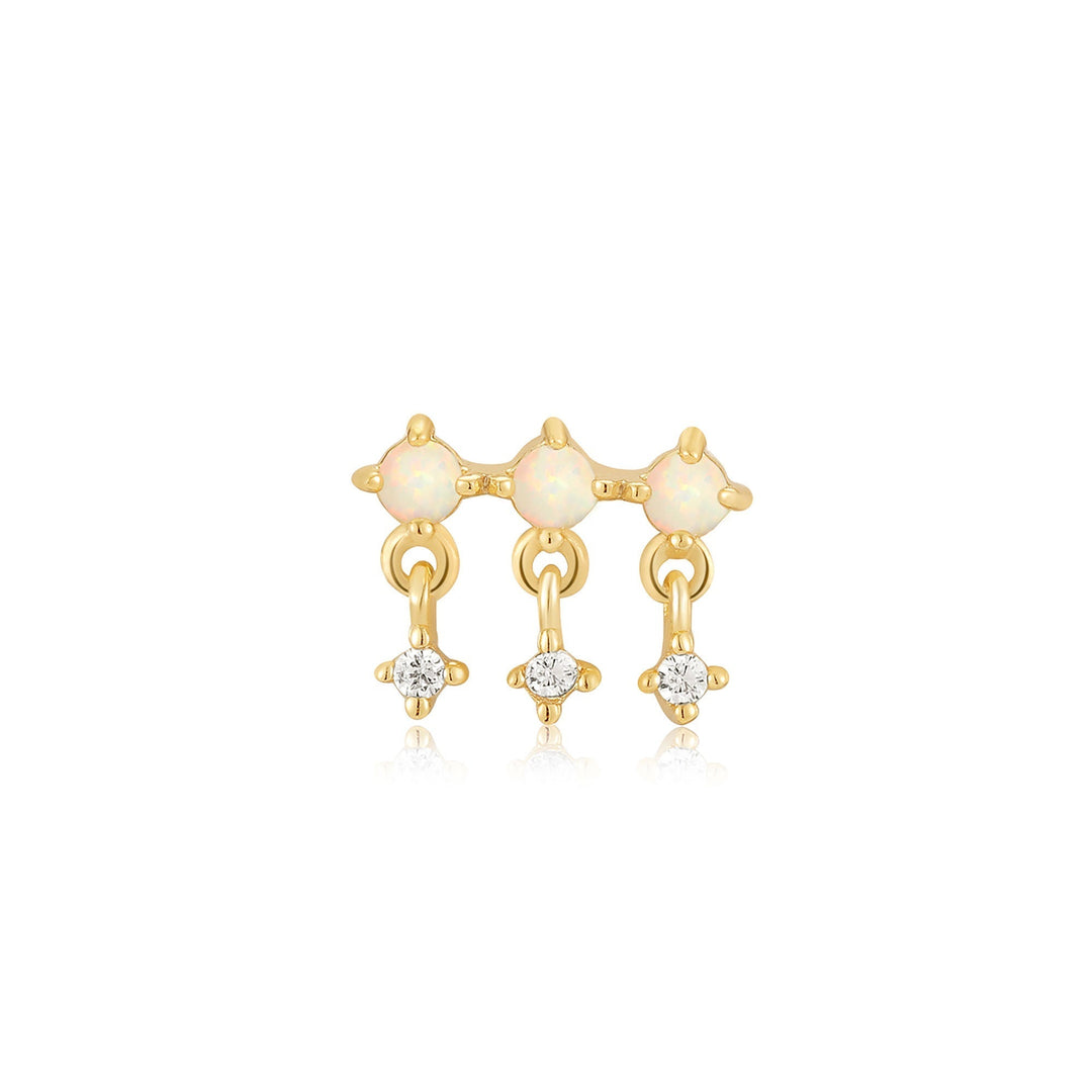 Gold Kyoto Opal Drop Sparkle Barbell Single Earring E047-04G