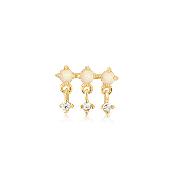 Gold Kyoto Opal Drop Sparkle Barbell Single Earring E047-04G