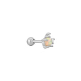 Silver Kyoto Opal Sparkle Crown Barbell Single Earring E047-05H