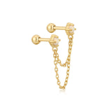 Gold Kyoto Opal Drop Chain Barbell Single Earring E047-06G