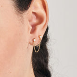 Gold Kyoto Opal Drop Chain Barbell Single Earring E047-06G