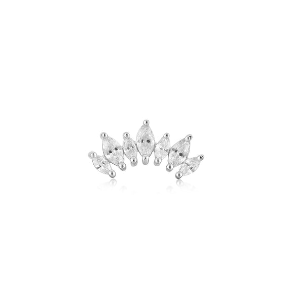 Silver Sparkle Marquise Climber Barbell Single Earring E047-08H