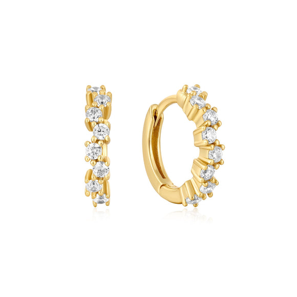 Gold Sparkle Cluster Huggie Hoop Earrings E047-09G