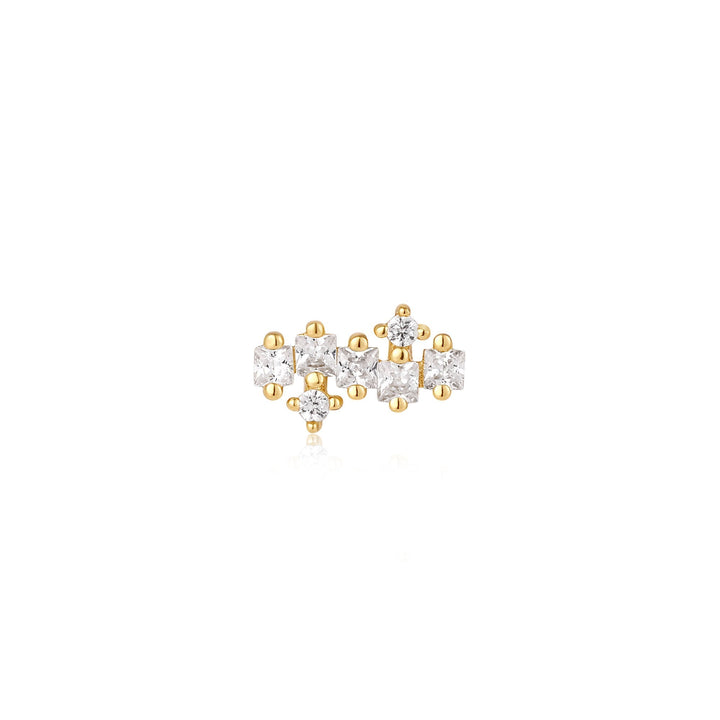 Gold Sparkle Cluster Climber Barbell Single Earring E047-12G