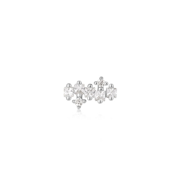 Silver Sparkle Cluster Climber Barbell Single Earring E047-12H