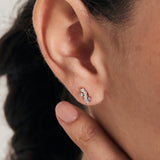 Silver Sparkle Cluster Climber Barbell Single Earring E047-12H