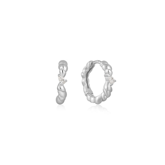 Ania Haie Silver Twisted Wave Huggie Hoop Earrings E050-01H