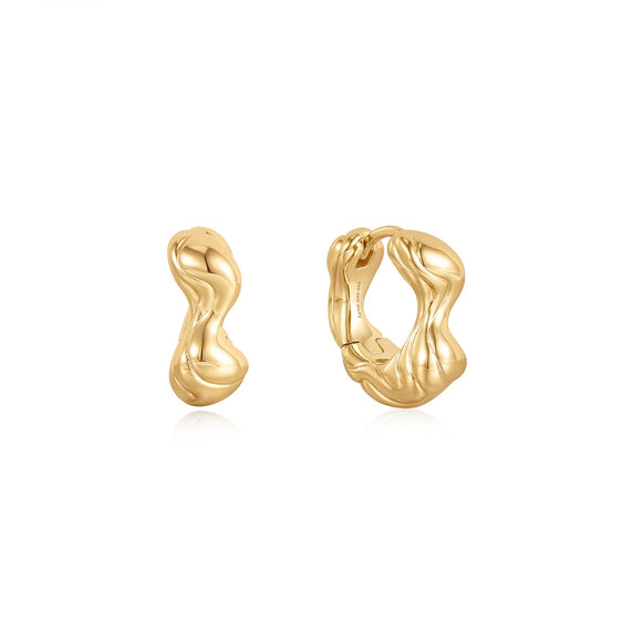 Ania Haie Gold Twisted Wave Thick Hoop Earrings E050-04G