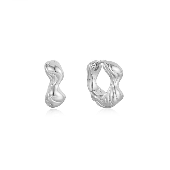 Ania Haie Silver Twisted Wave Thick Hoop Earrings E050-04H