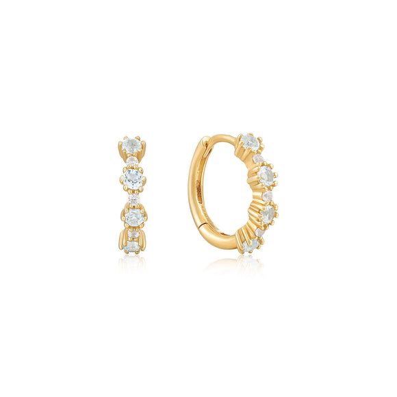 Ania Haie 14kt Gold White Sapphire and Blue Topaz Huggie Hoop Earrings EAU006-03YG