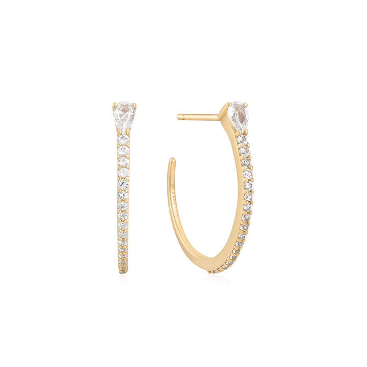 Ania Haie 14kt Gold White Sapphire Hoop Earrings EAU007-04YG