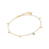 Ania Haie Gold Turquoise Drop Pendant Anklet F044-01G