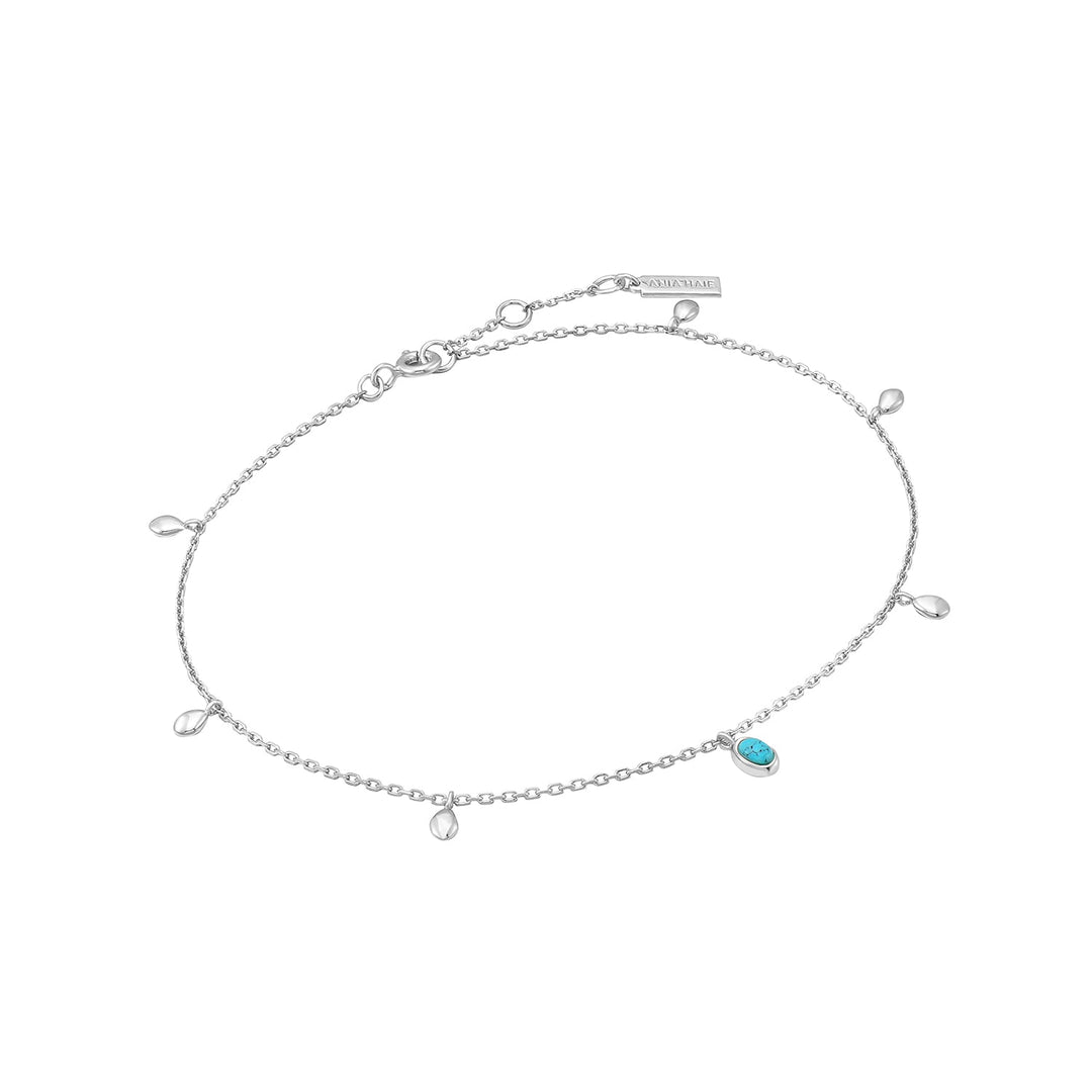 Ania Haie Silver Turquoise Drop Pendant Anklet F044-01H