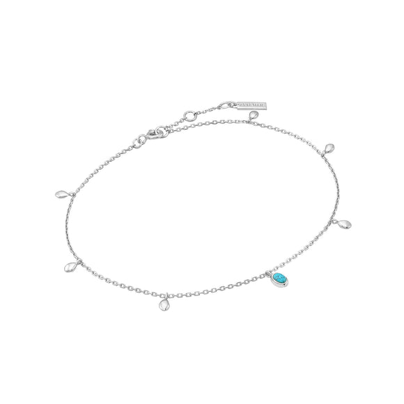 Ania Haie Silver Turquoise Drop Pendant Anklet F044-01H