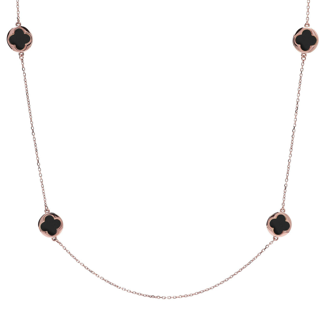 Bronzallure Small Four-Leaf Clover Long Necklace| The Jewellery Boutique