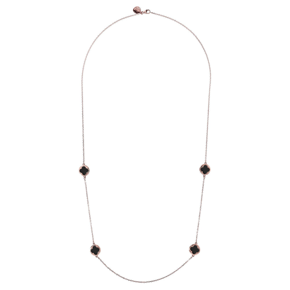 Bronzallure Small Four-Leaf Clover Long Necklace| The Jewellery Boutique