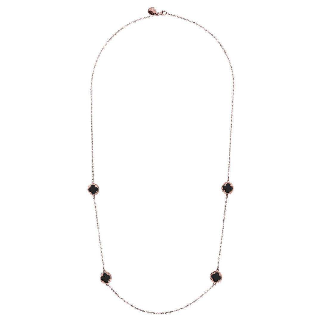 Bronzallure Small Four-Leaf Clover Long Necklace| The Jewellery Boutique