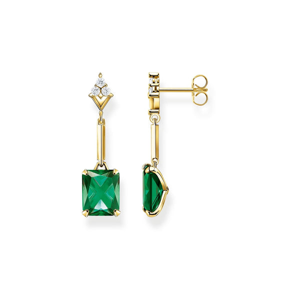 THOMAS SABO Heritage Green Stone Gold Drop Earrings TH2177GY