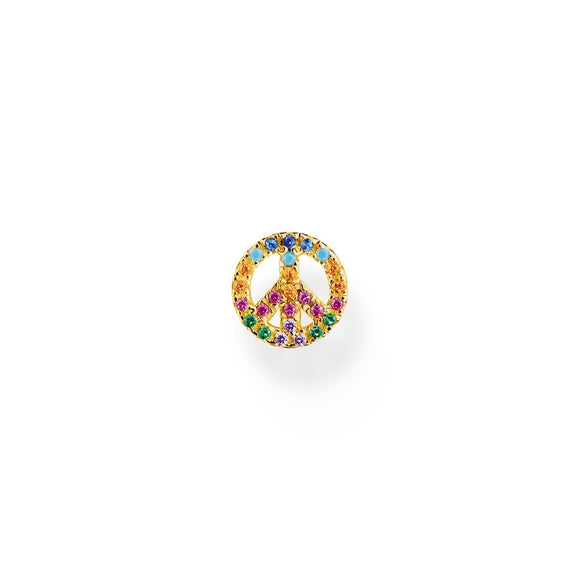 Thomas Sabo Single ear stud peace with colourful stones gold TH2218MCY