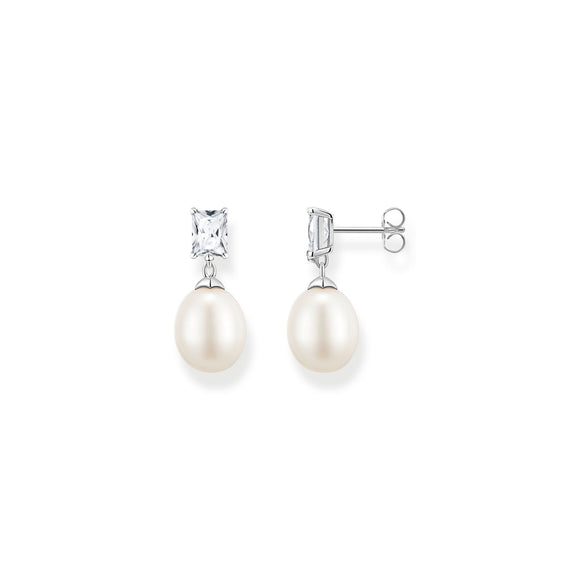 Thomas Sabo Earrings pearl with white stone silver TH2241