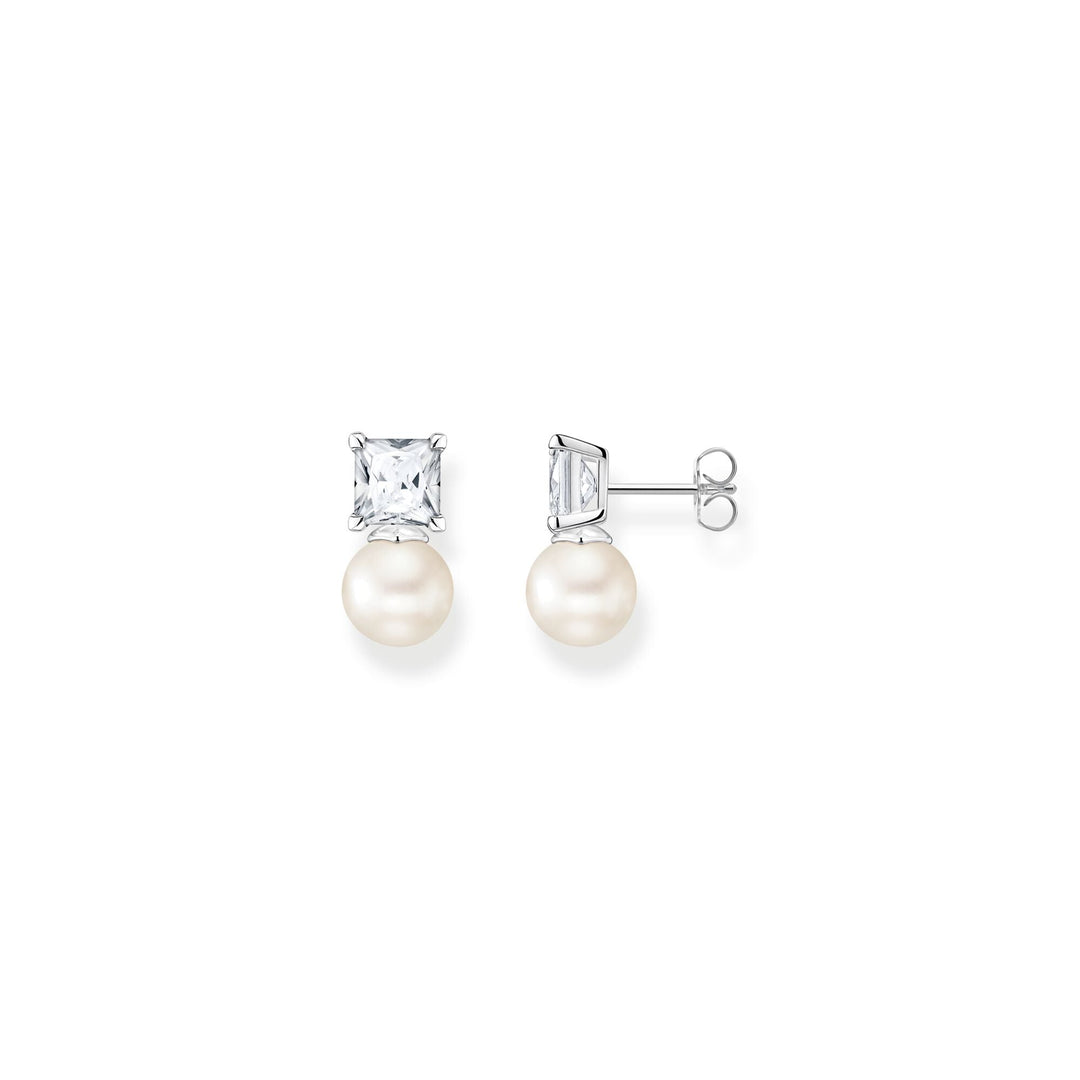 Thomas Sabo Ear studs pearl with white stone silver TH2248