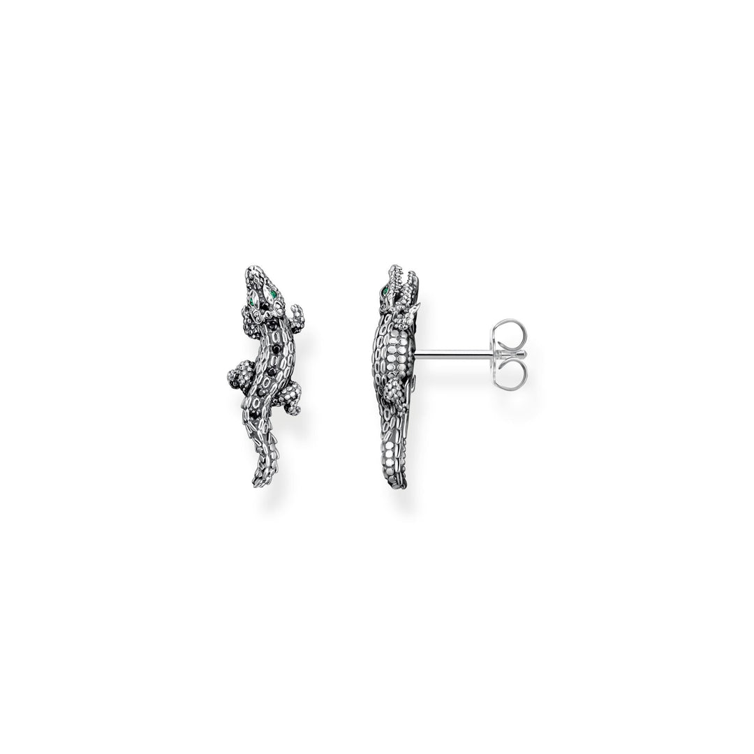 THOMAS SABO Ear Studs Crocodile with Stones Silver Blackened TH2263