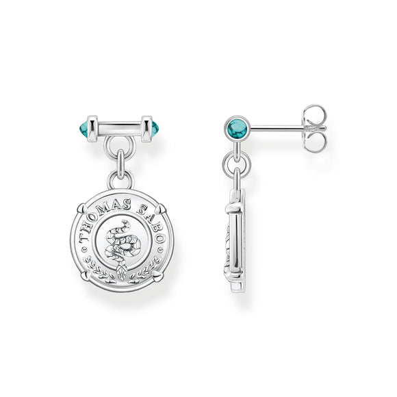 THOMAS SABO Silver And Turquoise Snake Coin Earrings TH2265