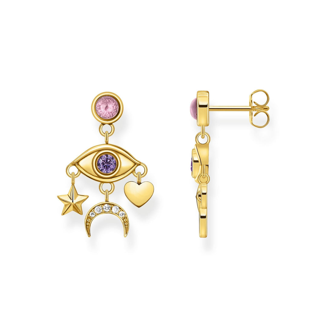 THOMAS SABO Gold Cosmic Earrings with Stylised Eye TH2272Y