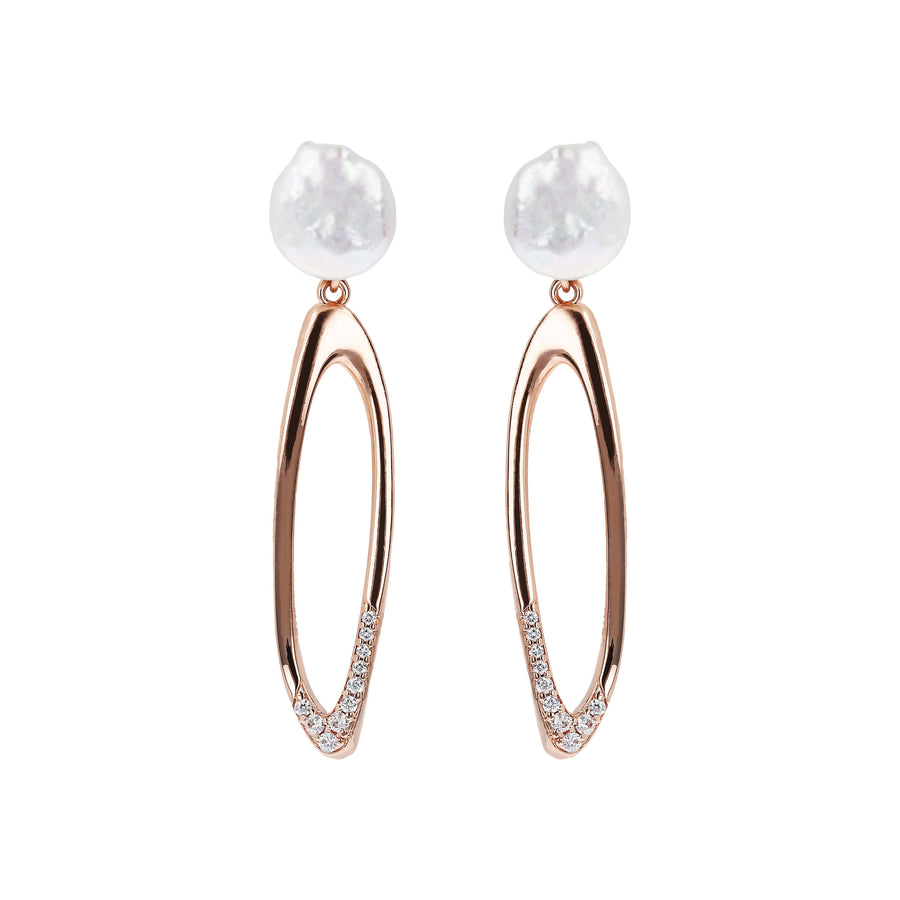 Bronzallure Hoop Earrings with Coin Pearls