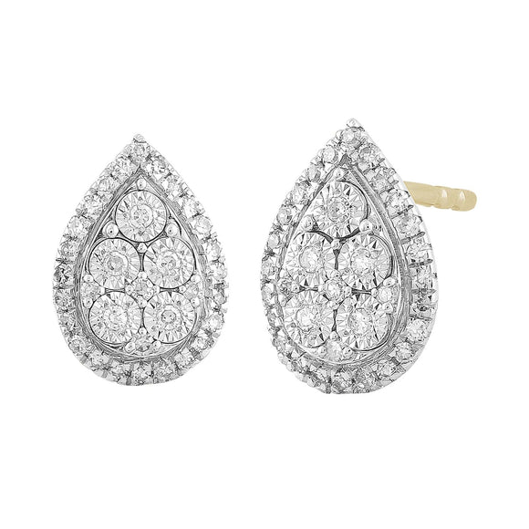 Pear Stud Earrings with 0.20ct Diamond in 9K Yellow Gold