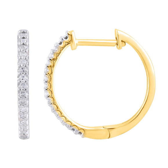 Hoop Earrings with 0.10ct Diamonds in 9K Yellow Gold