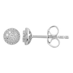 Diamond Cluster Stud Earrings with 0.25ct Diamonds in 18K White Gold - IGE-14519-025-18W