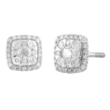 Diamond Cluster Stud Earrings with 0.33ct Diamonds in 18K White Gold - IGE-14530-033-18W