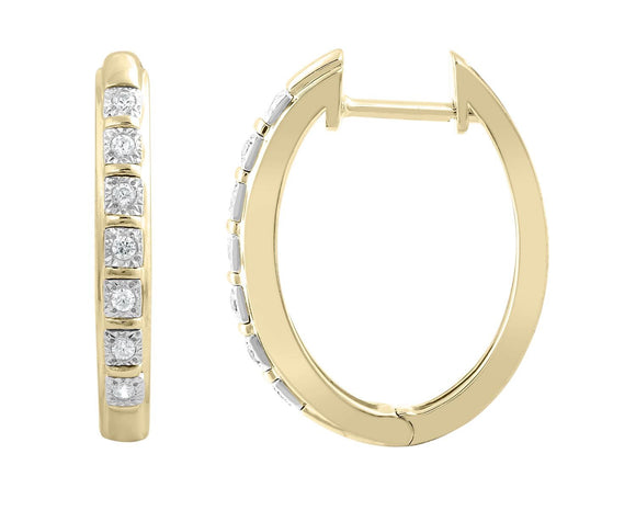 Huggie Earrings with 0.10ct Diamonds in 9K Yellow Gold